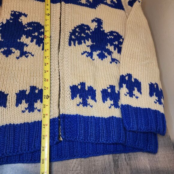 Vintage Thunderbird Sweater Wool Shawl Collar Cowichan Cardigan Sweater Full Zip - Picture 10 of 10